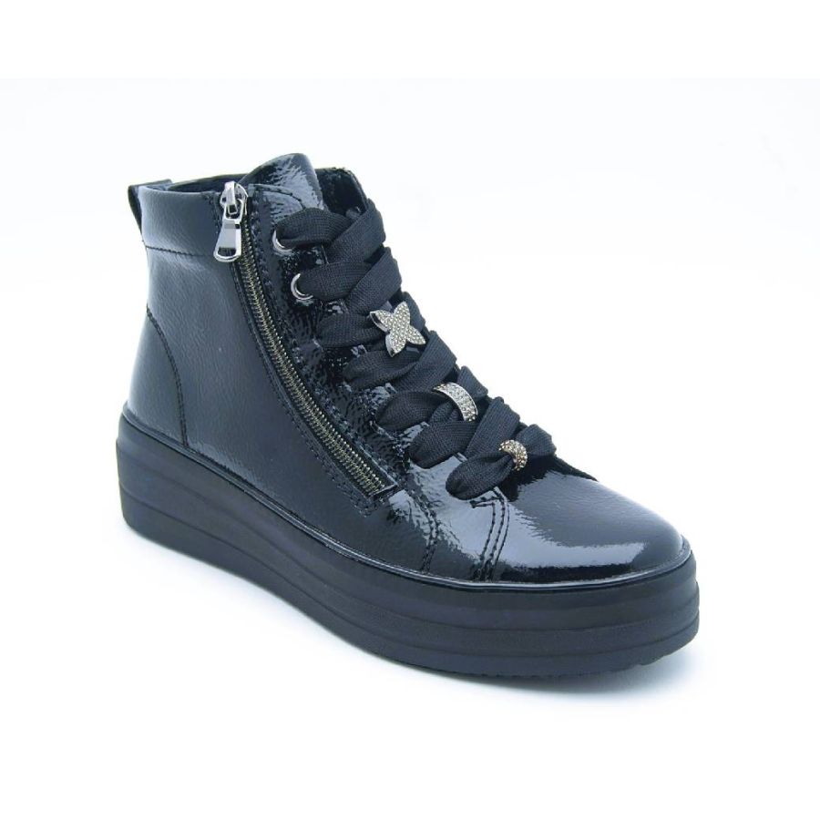 REMONTE svart lack sneaker high