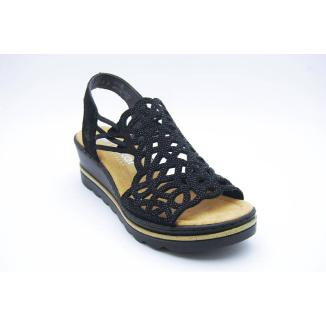 RIEKER svart sandalett stenar