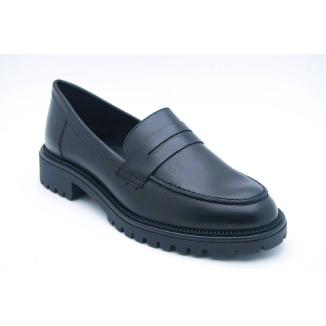 TAMARIS svart grov loafer skinn